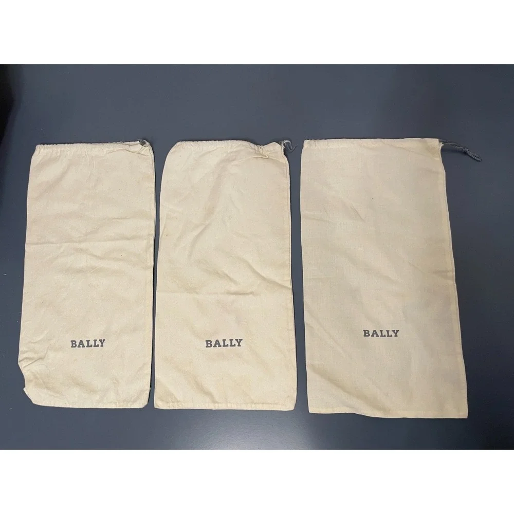 Bally Dust Bags Set of 3 Shoe Storage Travel Ivory Cloth Drawstring 14